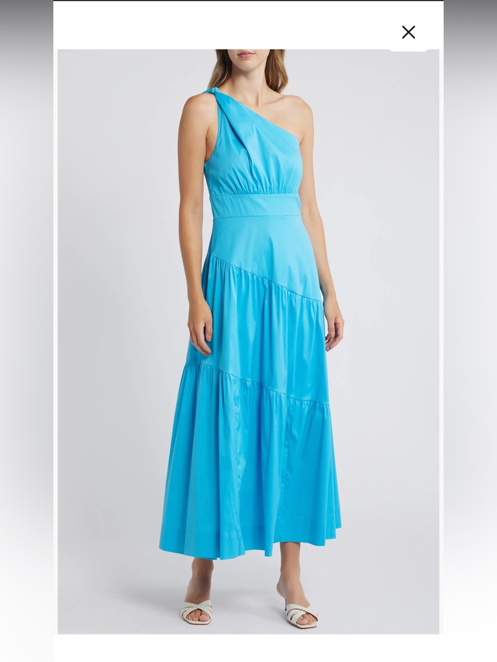 Lucilyn One-Shoulder Poplin Dress